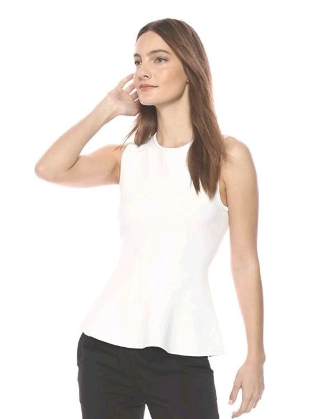 Theory White Sleeveless Peplum Top
